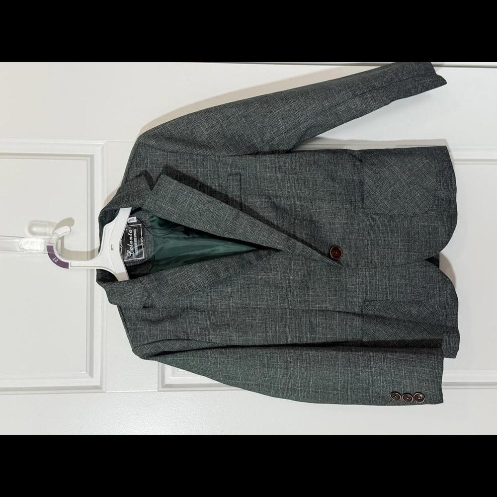 Lolanta Boys Suits 2 Piece Set of Jacket Pants for Kids Size 6 Green Linen